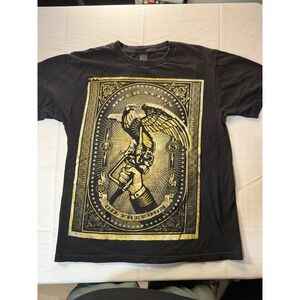 OBEY Graphic T Shirt Black Mens Medium Eagle Gun Propaganda Art Tee